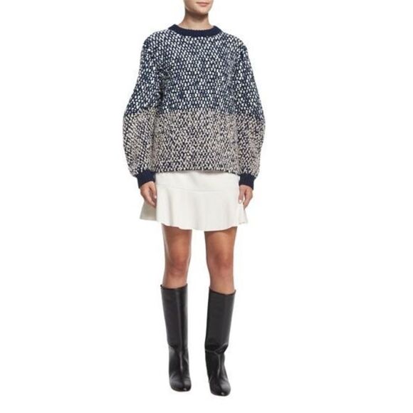 See by Chloe Crepe Ruffle-Hem Skirt, Off White women’s skirt twill coque… - Picture 1 of 9